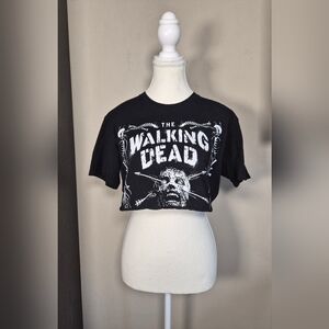 5 For $25✨️The Walking Dead AMC Tv Show Zombies Womens Medium Black Cropped Top